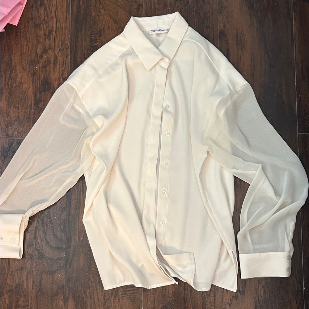 Calvin Klein Men's Ivory Dress Shirt